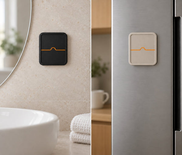 Two Wakers: one on the bathroom wall, one on the fridge